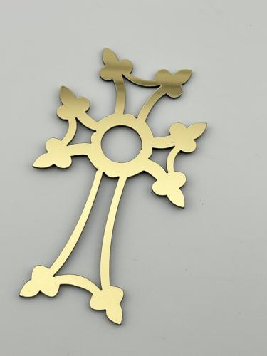 Топер хрестик для торта золотий, на хрещення, великдень